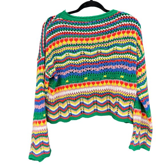 Colorful Striped Women's Crew Neck Sweater - Picture 2 of 5